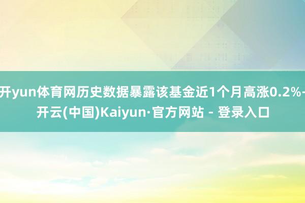 开yun体育网历史数据暴露该基金近1个月高涨0.2%-开云(中国)Kaiyun·官方网站 - 登录入口